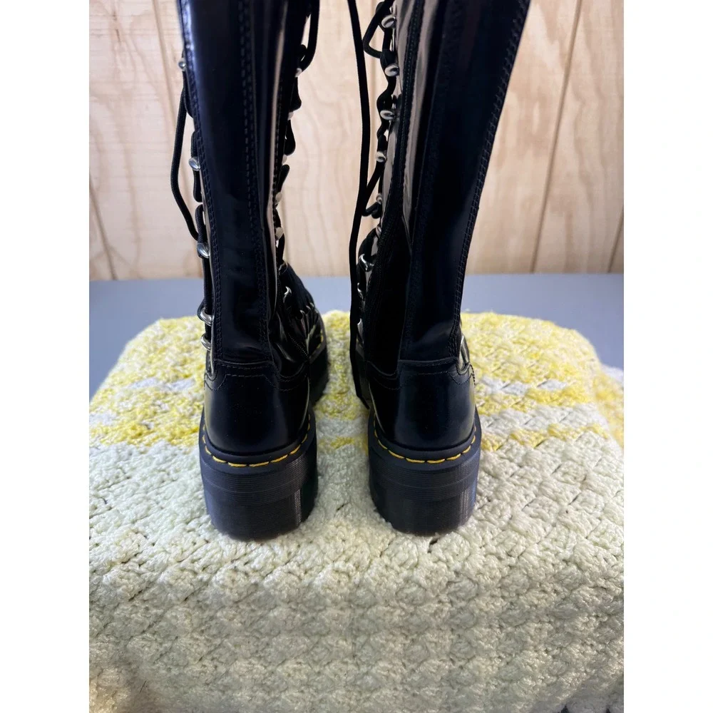 Dr. Martens 1B60 LTT Max Black Leather Knee High Platform Boots Metal Toe USL 8 - Picture 15 of 16
